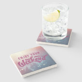 Klaar voor het weekend stenen onderzetter (Zijkant)