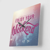Klaar voor het weekend vierkante klok (Hoek)