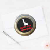 Klaar voor Intruders Pistool Security Ronde Sticker (Envelop)