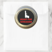 Klaar voor Intruders Pistool Security Ronde Sticker (Tas)