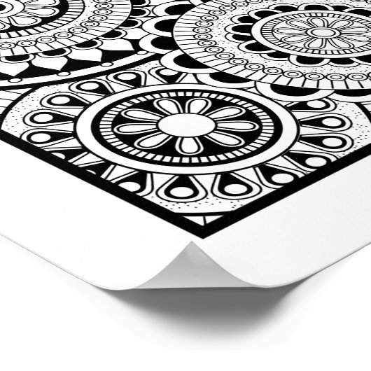 Klaar voor kleur Modern Mandala Patroonafdrukken Poster (Hoek)