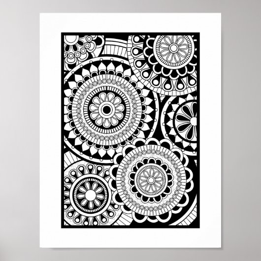Klaar voor kleur Modern Mandala Patroonafdrukken Poster (Voorkant)