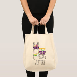 Klaar voor mardi Gras llama maskerkralen veren ver Tote Bag