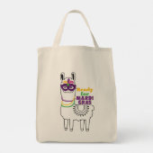 Klaar voor mardi Gras llama maskerkralen veren ver Tote Bag (Achterkant)