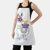 Klaar voor mardi Gras llama vetherde maskerkralen Schort (Insitu)