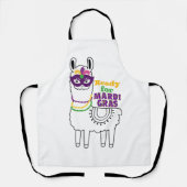 Klaar voor mardi Gras llama vetherde maskerkralen Schort (Voorkant)