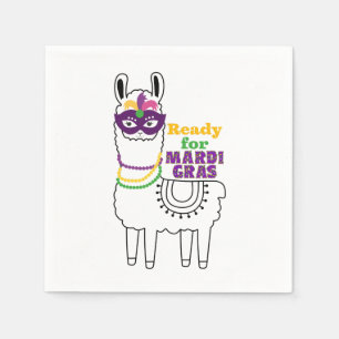 Klaar voor mardi Gras llama vetherde maskerkralen Servet