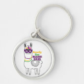 Klaar voor Mardi Gras met leuke lama-kralenmasker Sleutelhanger (Voorkant)