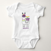 Klaar voor Mardi Gras schattige lama-kralen gepers Romper (Voorkant)