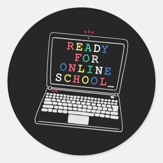 Klaar voor online school ronde sticker (Voorkant)