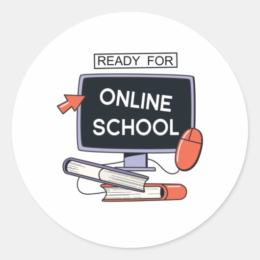 Klaar voor online school ronde sticker (Voorkant)