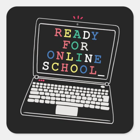 Klaar voor online school vierkante sticker (Voorkant)