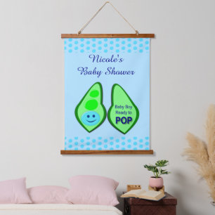 Klaar voor Pop Baby Boy Blue Pea Baby shower Aange Hangend Wandkleed