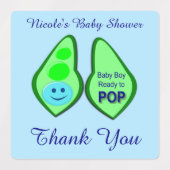 Klaar voor Pop Baby Boy Blue Pea Baby shower Aange Labels (Design 1)