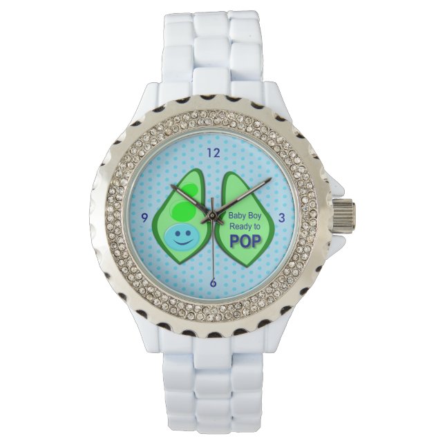 Klaar voor Pop Baby Boy Blue Pea Horloge (Voorkant)