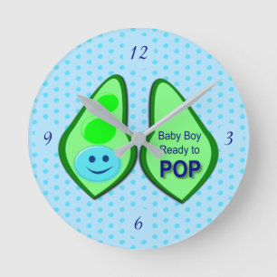 Klaar voor Pop Baby Boy Blue Pea Ronde Klok