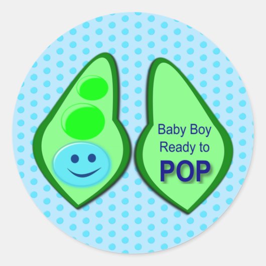 Klaar voor Pop Baby Boy Blue Pea Ronde Sticker (Voorkant)