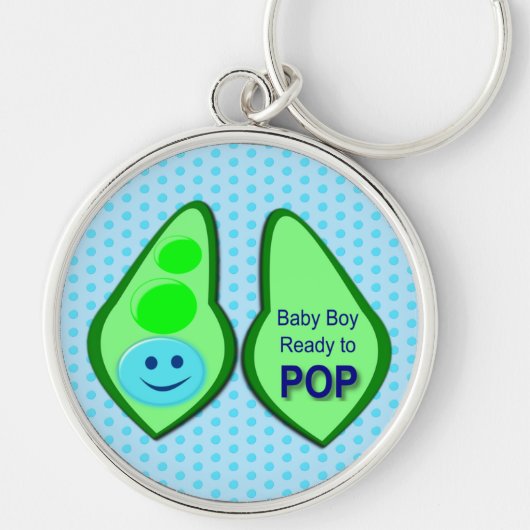 Klaar voor Pop Baby Boy Blue Pea Sleutelhanger (Voorkant)