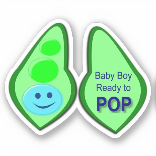 Klaar voor Pop Baby Boy Blue Pea Sticker (Voorkant)
