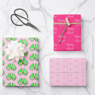Klaar voor Pop Baby Girl Pink Pea Baby shower Aang Inpakpapier Vel