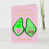 Klaar voor Pop Baby Girl Pink Pea Baby shower Folie Wenskaart (Voorkant)