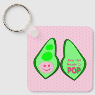 Klaar voor Pop Baby Girl Pink Pea Baby shower Sleutelhanger
