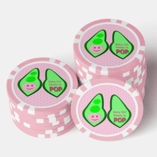Klaar voor Pop Baby Girl Pink Pea Poker Chips (Opstapeling)