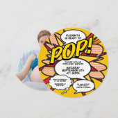 Klaar voor Pop Baby shower Foto Fun Retro Comic Kaart (Voorkant / Achterkant)