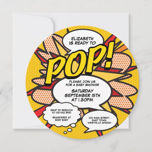 Klaar voor Pop Baby shower Foto Fun Retro Comic Kaart (Voorkant)