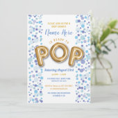 Klaar voor POP Baby shower Gold & Blue Invite Kaart (Staand voorkant)