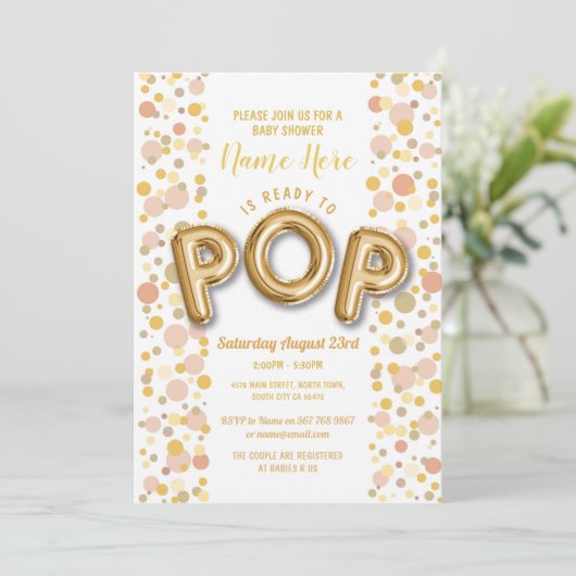 Klaar voor POP Baby shower Gold Gender onthullen U Kaart (Staand voorkant)