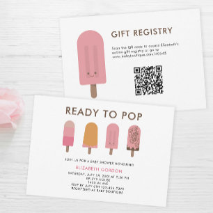 Klaar voor Pop Baby shower QR Code Registry Popsic Kaart