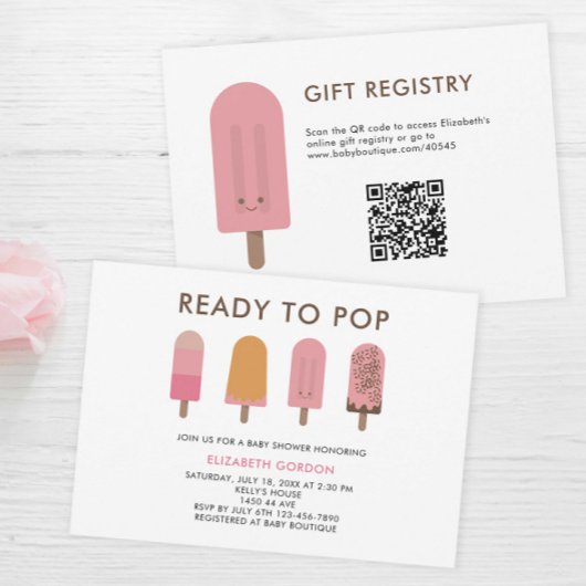 Klaar voor Pop Baby shower QR Code Registry Popsic Kaart