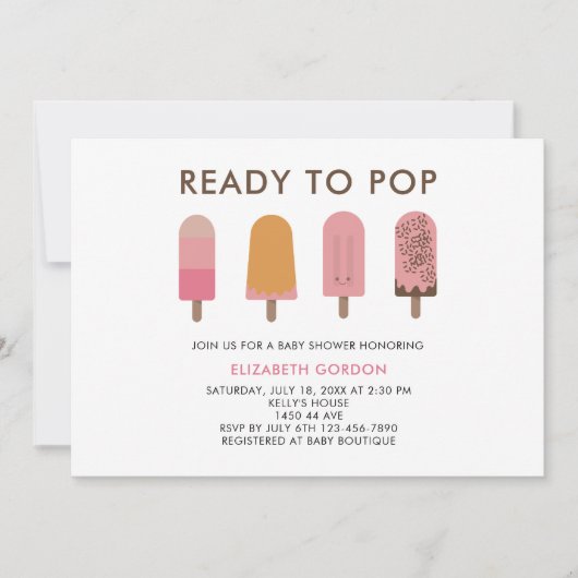 Klaar voor Pop Baby shower QR Code Registry Popsic Kaart (Voorkant)