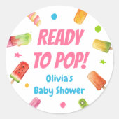 Klaar voor Pop Baby shower Ronde Sticker (Voorkant)