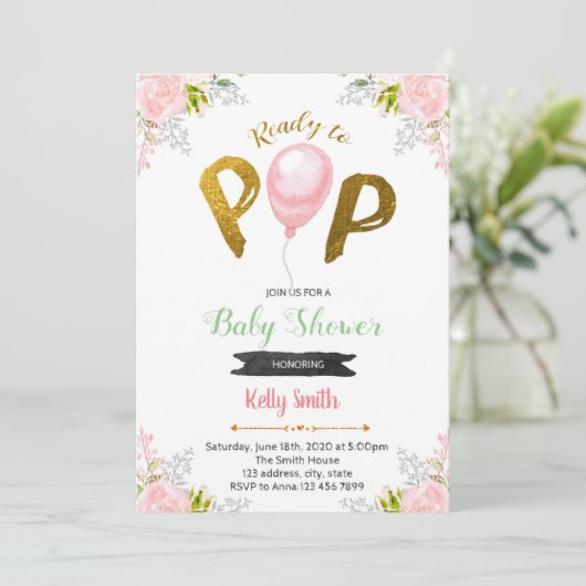 Klaar voor pop baby shower uitnodiging (Staand voorkant)