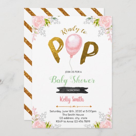 Klaar voor pop baby shower uitnodiging (Voorkant / Achterkant)