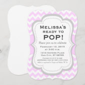 Klaar voor Pop Baby shower Uitnodiging, Roze Chevr Kaart (Voorkant / Achterkant)