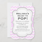 Klaar voor Pop Baby shower Uitnodiging, Roze Chevr Kaart (Voorkant)