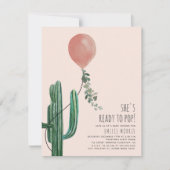 Klaar voor Pop ballon Cactus Roze Baby shower Kaart (Voorkant)