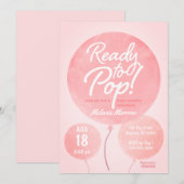 Klaar voor Pop-ballonnen Roze Baby shower Kaart (Voorkant / Achterkant)