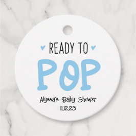 Klaar voor Pop blauw Baby shower Label