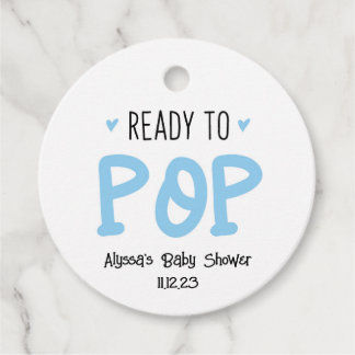 Klaar voor Pop blauw Baby shower Label