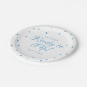 Klaar voor Pop Blue Love Hearts Baby Boy Shower Papieren Bordje (Gekanteld)