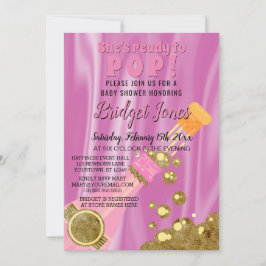 Klaar voor Pop Champagne Pink Baby Girl Shower Kaart