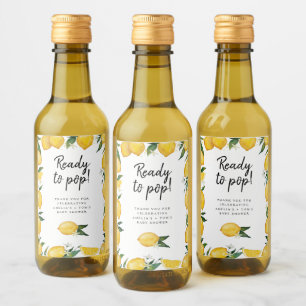 Klaar voor Pop, citroenvormig baby shower Wijn Etiket