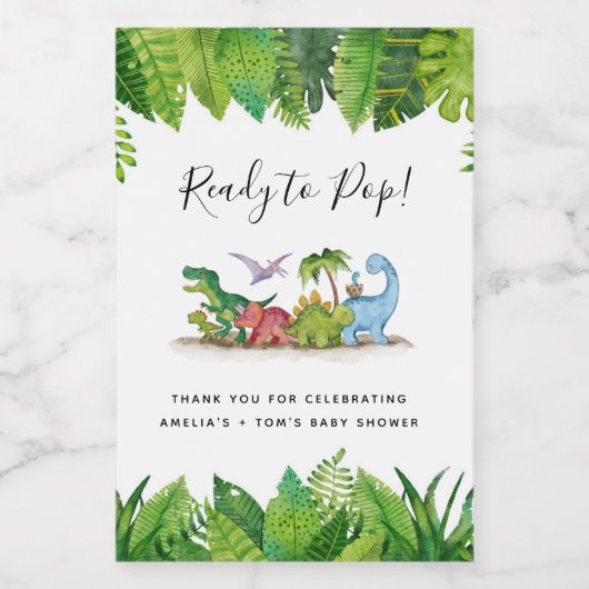 Klaar voor Pop, Dinosaur het baby shower Wijn Etiket (Enkel label)