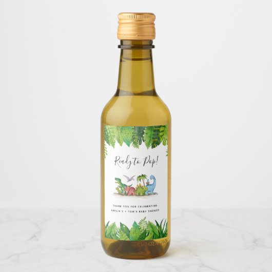 Klaar voor Pop, Dinosaur het baby shower Wijn Etiket (Voorkant)
