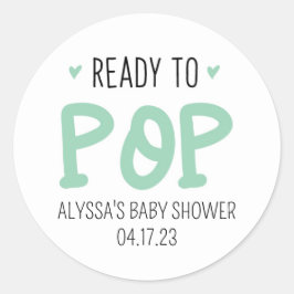 Klaar voor Pop Groene Baby shower Sticker