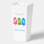 Klaar voor Pop, kleurrijk Baby shower Bedankdoosjes (Voorkant)